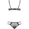 Sexy Black Lace Satin Bra & Panty Set - Hollow Design, Low Waist