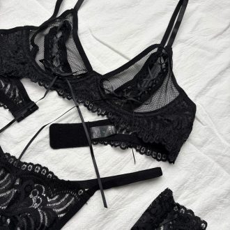 Sexy Diamond Mesh Lace Bralette & Panty Set – Wirefree, Seamless Comfort