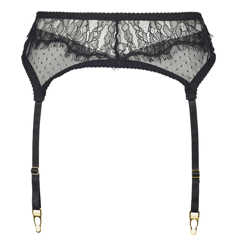 Eyelash Lace Polka Dot Mesh Bra & Thong Set - Image 5