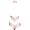Sakura Pink Diamond Chain Lace Cutout Backless Jumpsuit for Women