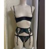 Sexy Lace Cross Strap Bralette & Panty Set for Women