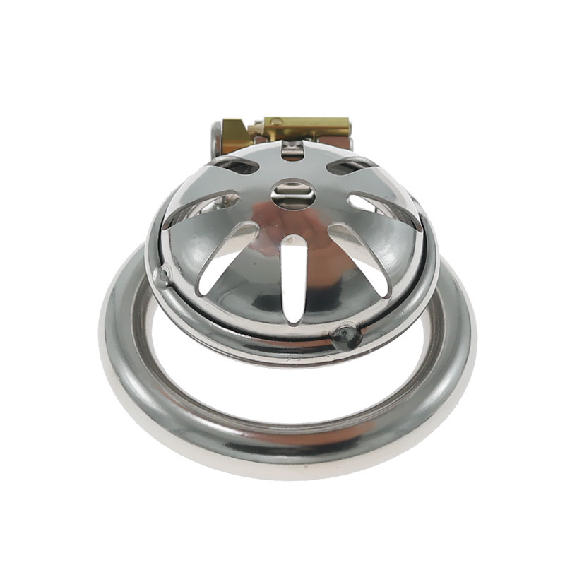 Stainless Steel CB Lock Pot Lid Chastity Cage - Small Size Hollow-out Design for Men - Image 3
