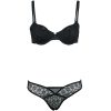 Black Embroidered Steel Ring Thin Cup Cotton Bra & Low Waist Briefs Set