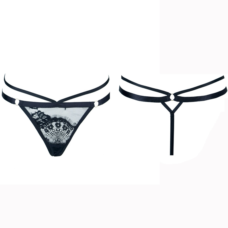 Sexy Eyelash Lace Triangle Cup Mesh Pajama Charm Suit - Image 4