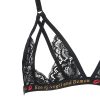 Sexy Black Lace Cross Strap Low Waist Women's Underwear Set