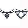 Sexy Eyelash Lace Triangle Cup Mesh Pajama Charm Suit