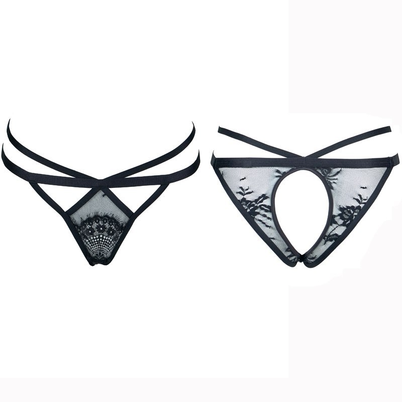 Sexy Eyelash Lace Triangle Cup Mesh Pajama Charm Suit - Image 5