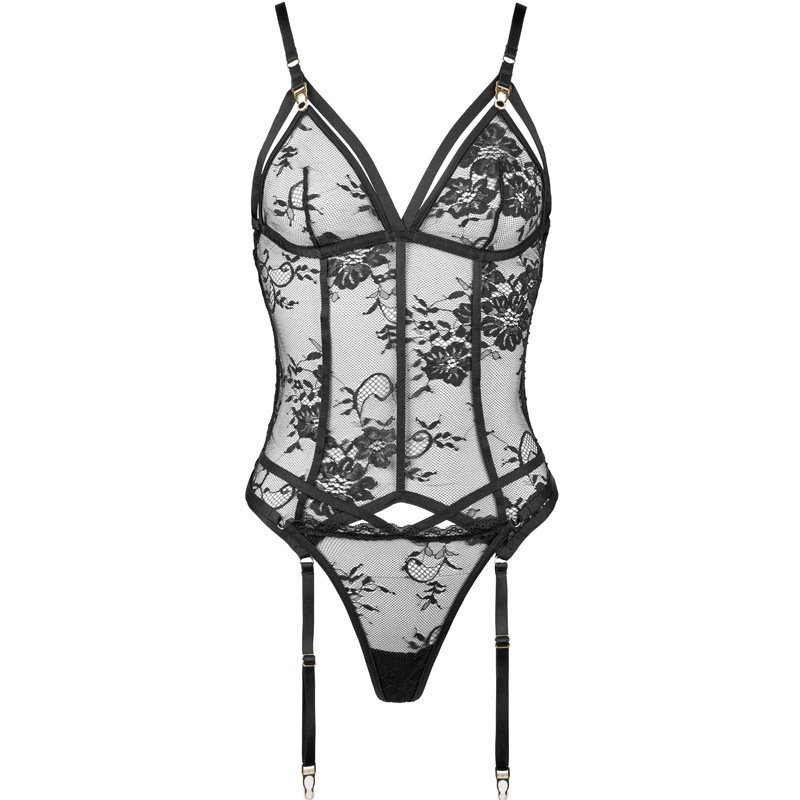 Sexy Lace Garter Thong Shapewear with Steel Ring