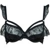 Black Heart Embroidered Mesh Satin Nightgown with Detachable Bra