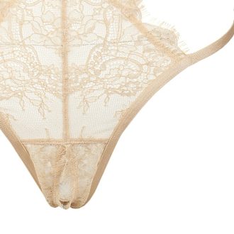Champagne Gold Lace Cut-Out Jumpsuit with Beautiful Back Detail