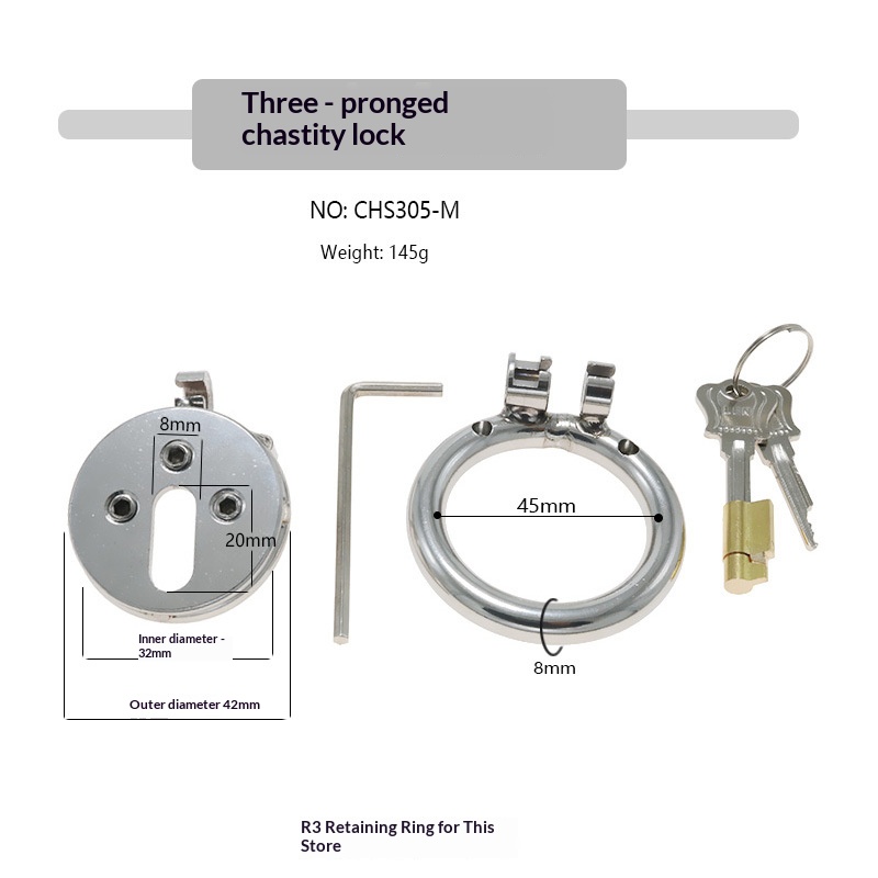 Stainless Steel Flat Chastity Lock Cage for Men - Image 8