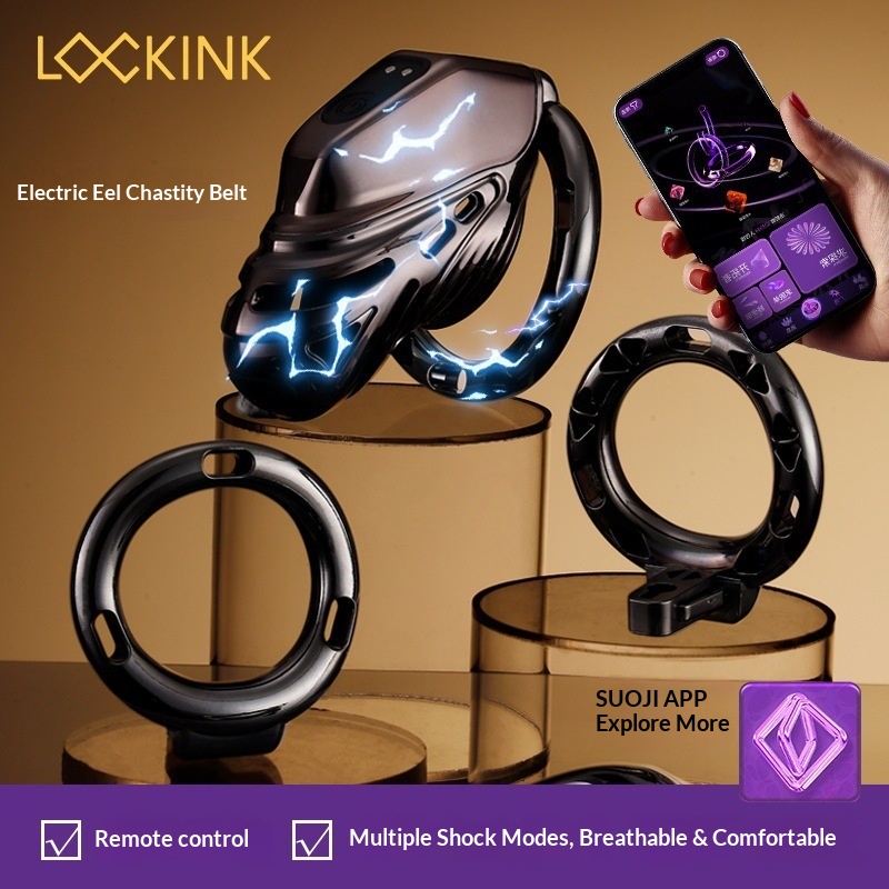 Electric Eel Chastity Lock Trace App Remote Control Electric Shock Sm Confinement Bondage Men's Cb Penis Lock - Image 2