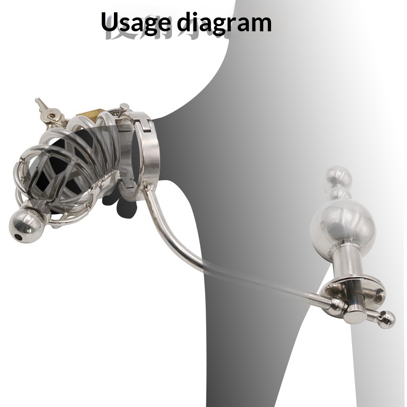 Men's Stainless Steel Chastity Lock with Anal Plug Heavy-Duty Chastity Device Penis Cage Lock Bird Back Chamber Adult Toy - Image 6
