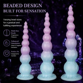 Unisex extra-long beaded silicone anal plug